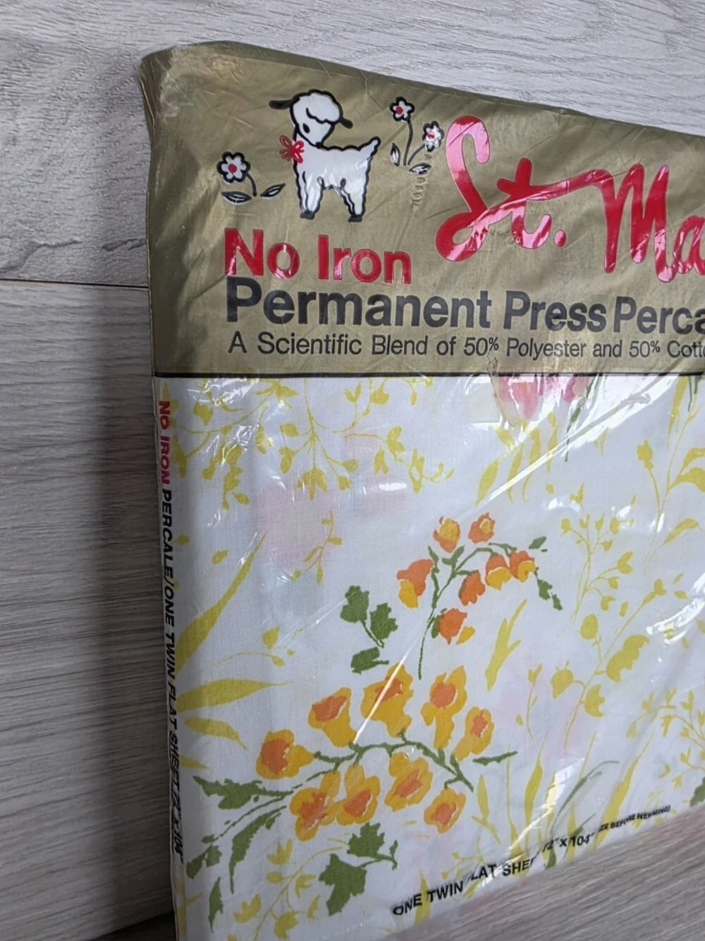 NOS St. Marys Twin Flat Sheet Mayfair Floral 70s 72 X 104